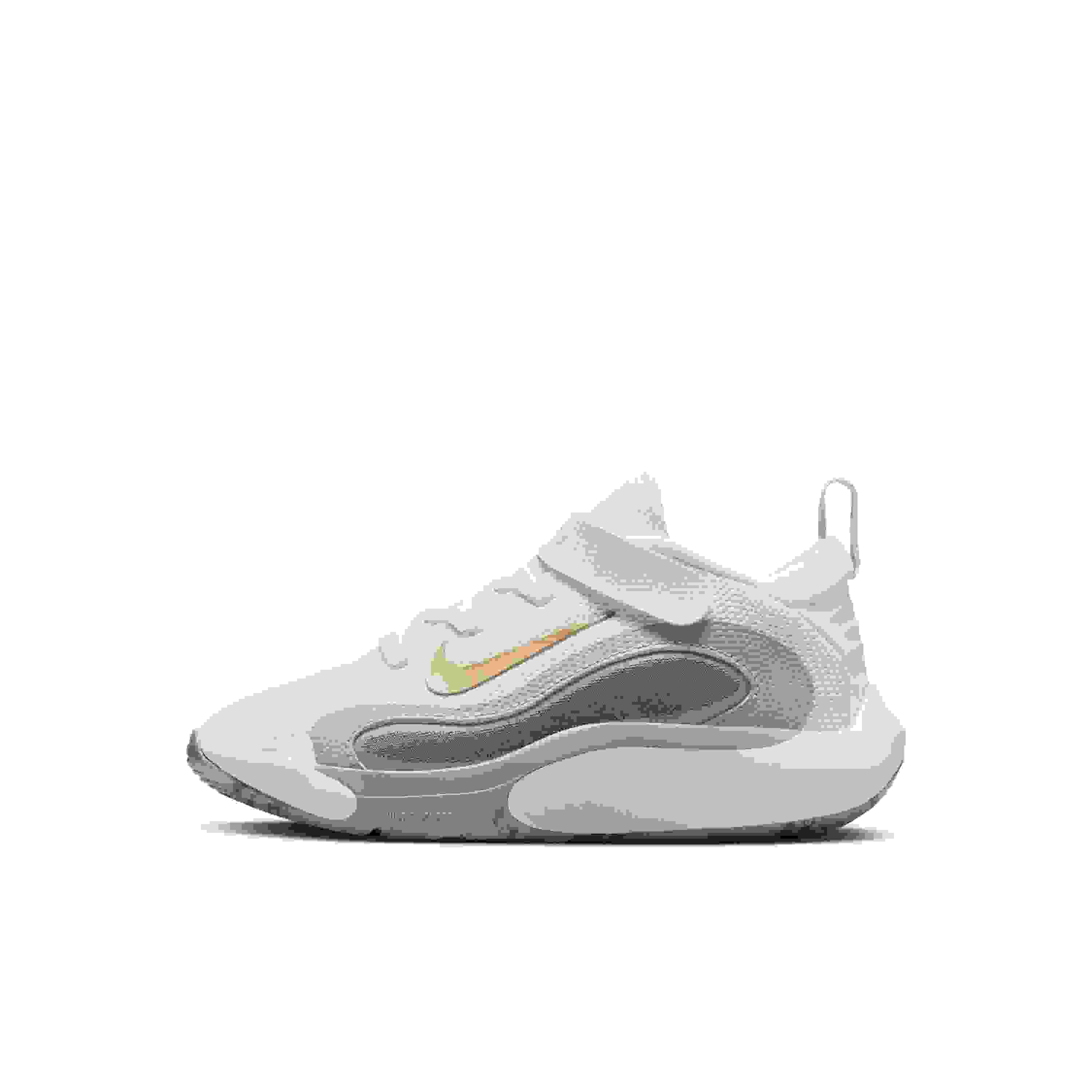 Nike IsoFly Preschool Boys' "White/Cool Grey/Wolf Grey/Metallic Gold Star" Basketball Shoe